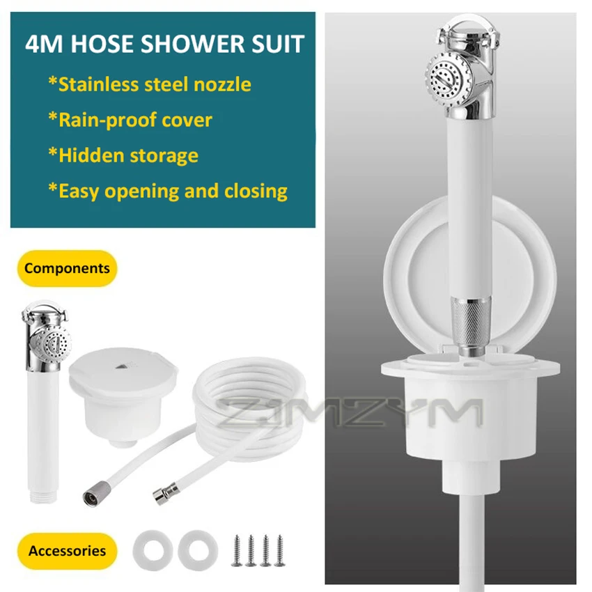 Marine Accessories Stainless Steel External Shower Box with Pull-Out Shower Nozzle For Yacht Speedboat RV Use Marine Shower Set