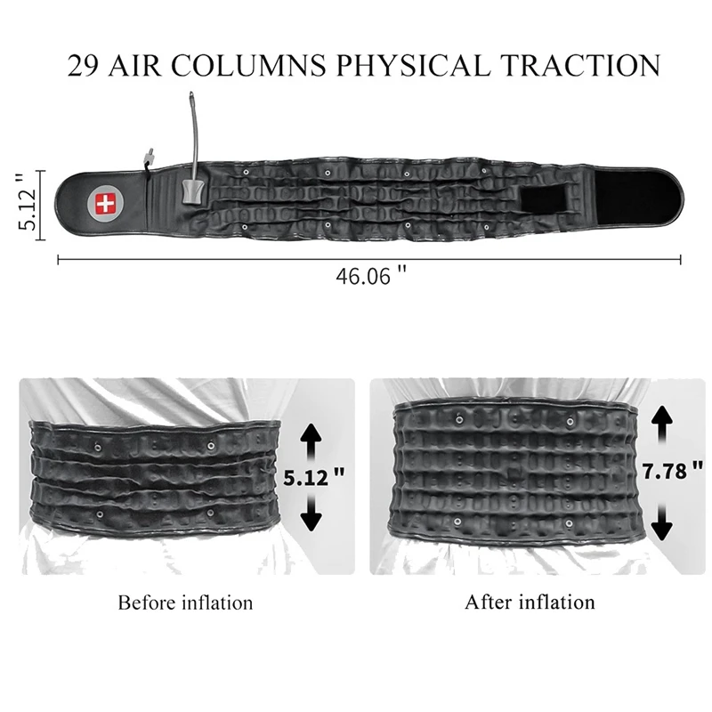 Nadmuchiwany pasek z klamrą do wyciągu w talii, kręgosłup, stabilizator lędźwiowy, tylny pas, ból pleców, masażer Unisex