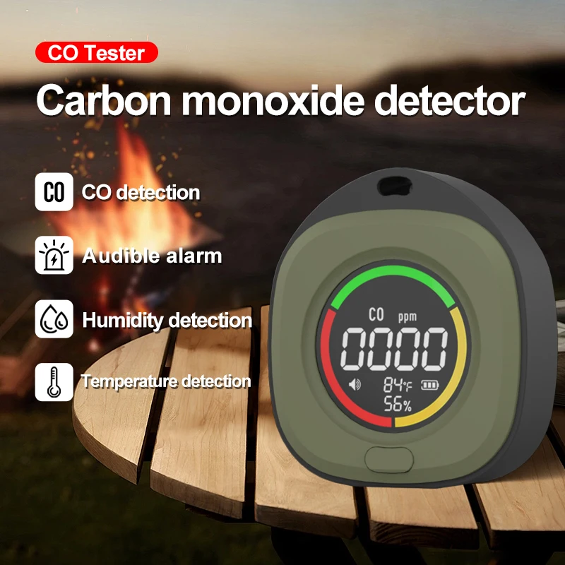 K5 3-in-1 Portable Carbon Monoxide Detector CO Air Quality Portable Monitor HD LED Screen USB Charging for Indoor and Travel