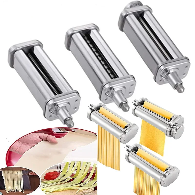 Pasta Maker for KitchenAid Pasta Roller Spaghetti Cutter Fettuccine Cutter  Adjustable Stainless Noodle Mixer Kitchen Attachment