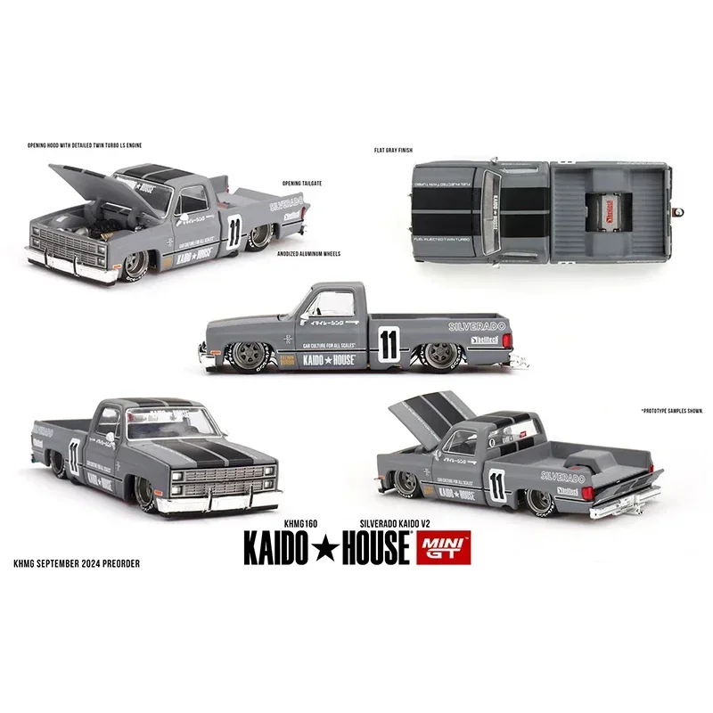 PreSale MINIGT KHMG160 1:64 Silverado KAIDO V2 Openable Hood Diecast Car Model Kaido House