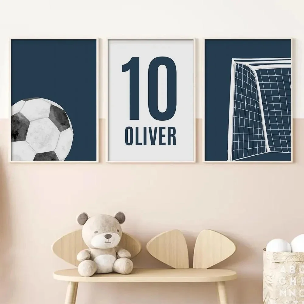 3pcs Football-Themed Wall Art, Personalized Football Designs Poster, Customizable with Names and Numbers; The Perfect Gift.