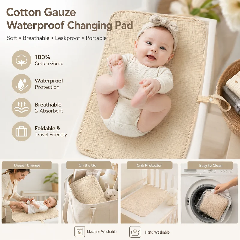 Diaper Changing Mat - Двусторонняя мягкая хлопковая марлевая пеленка для