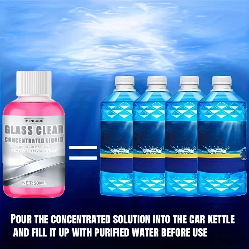 Concentrated Car Glass Coating Waterproof Windshield Wiper Fluid, Keeps Surfaces Smooth, Rainproof, and Anti-Fog Without Streaks, Quickly Restores Glass Clarity