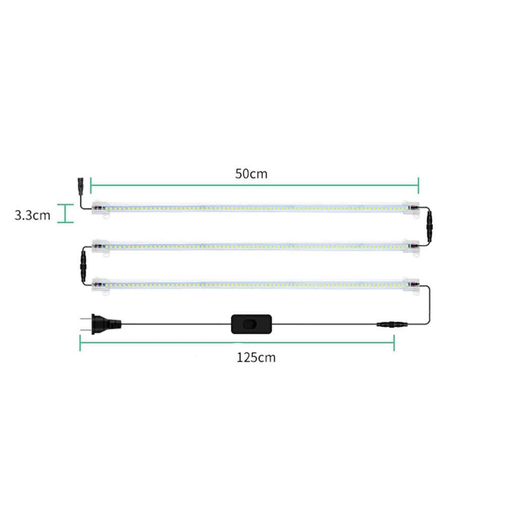 ABKO-LED Grow Light Strip 50cm 3-Head for Indoor Flower Rack Plants Growing Sunlight Full Spectrum Lamp EU Plug