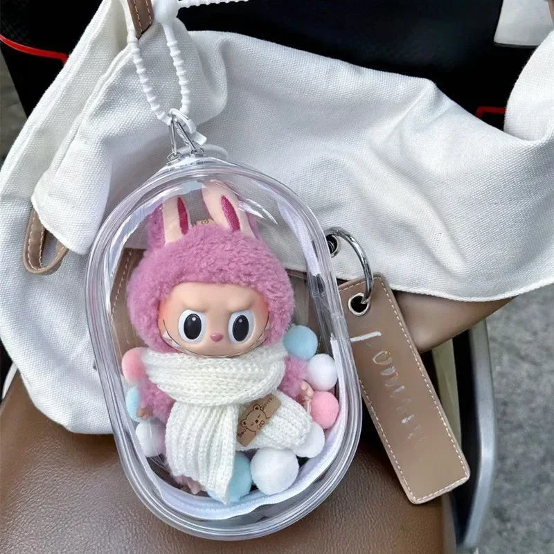 Hochwertige Anime Labubu Monster Vinyl Schutzhülle Baumwoll puppen ausgehen Taschen Plüsch puppe Ornamente Staubbeutel keine Puppe