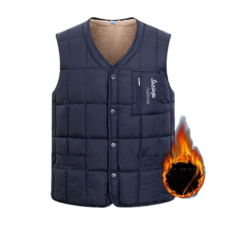 Autumn Winter Men's Puffer Vest Thick Warm Jacket Fashion Casual Cotton-Padded Puffer Coat Outwear Men Parkas Windproof Vest