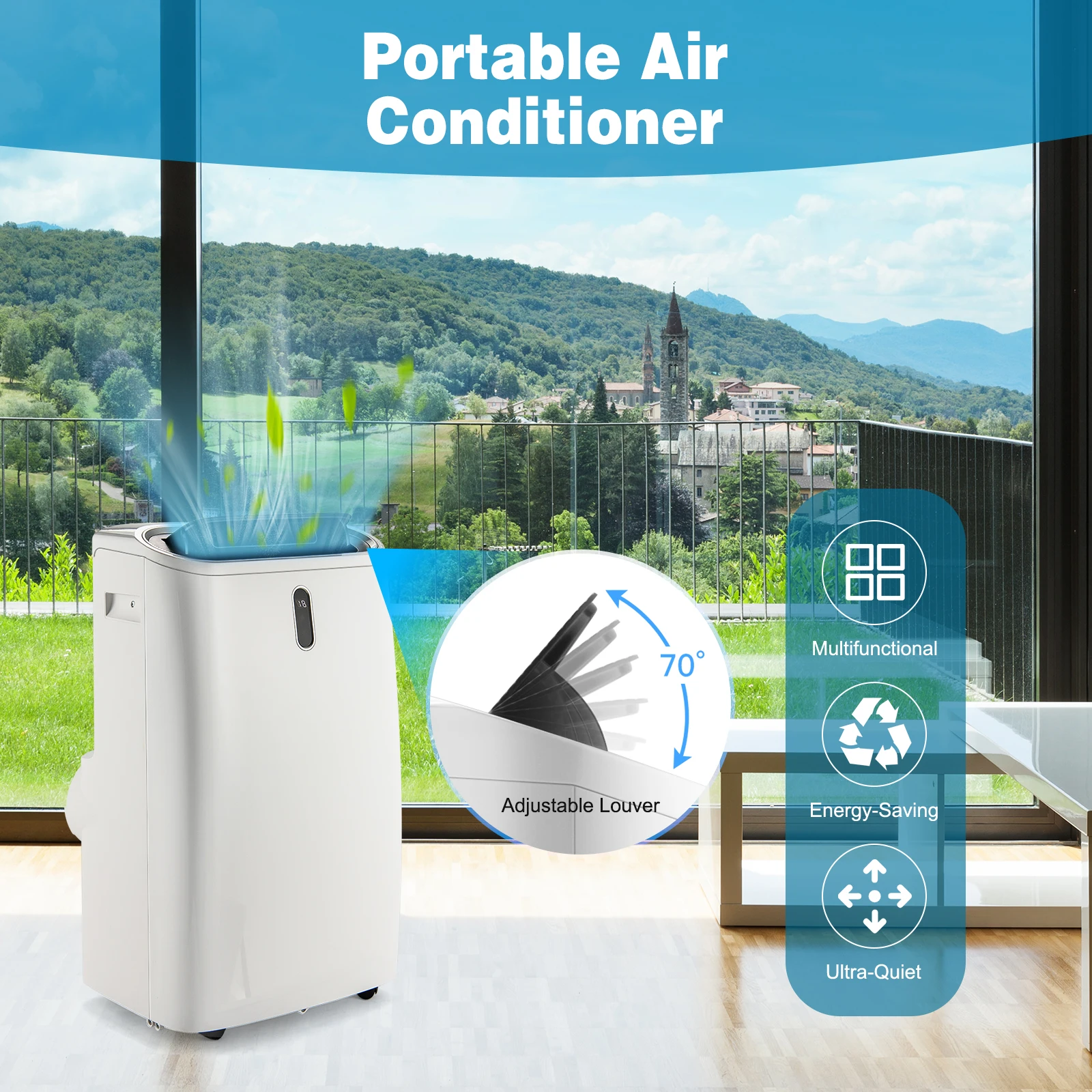 12000 BTU Portable Air Conditioner 4-in-1 Air Cooler w/ APP & WiFi Smart Control