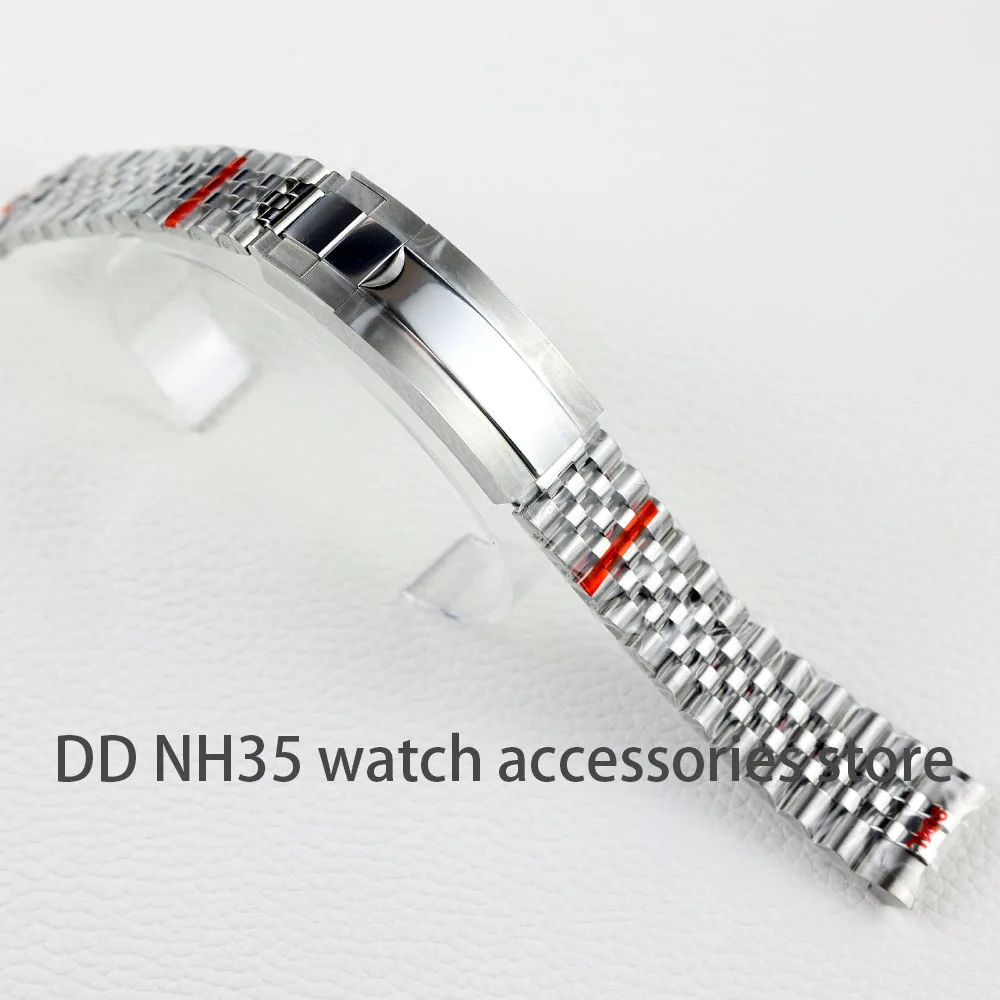 20Mm Horlogeband Voor Seiko Nh35 Submariner Case Rvs Horlogeband Glide Lock Gesp Voor Zilveren Oester Jubilee Armband