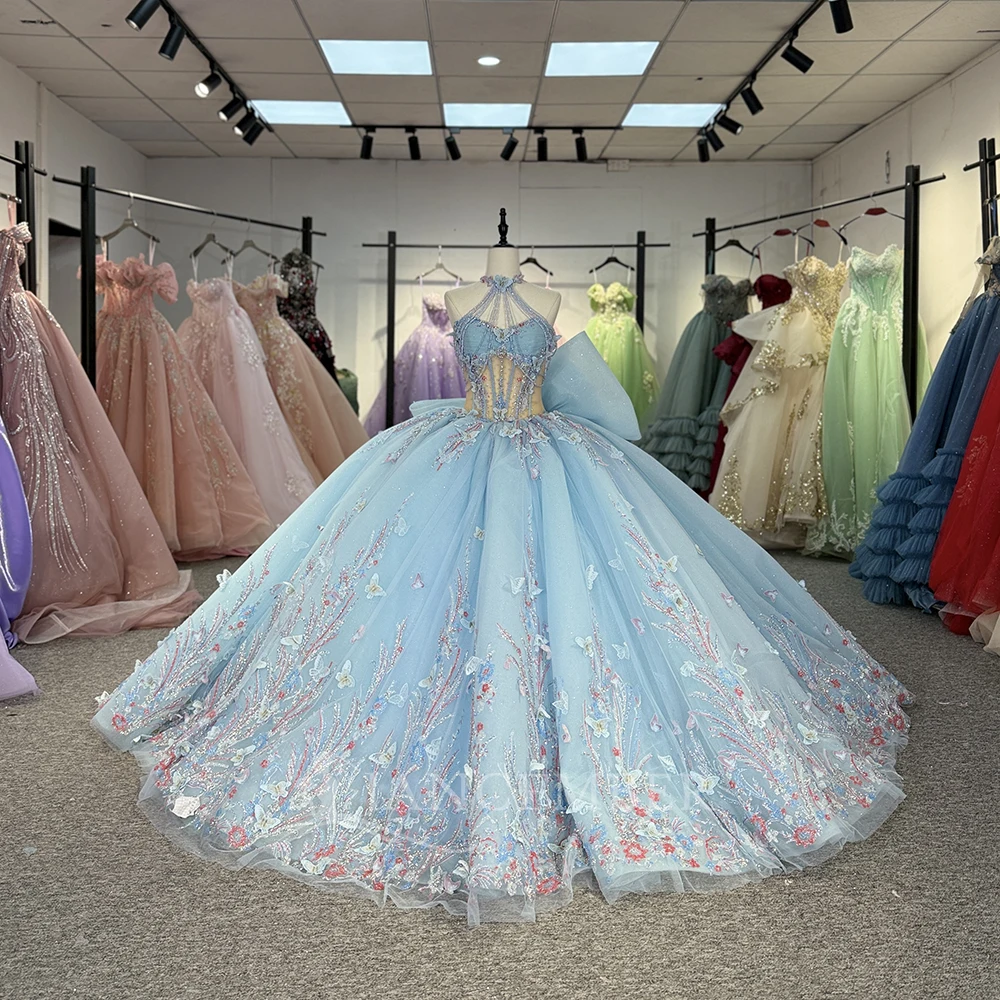 

Sparkly Princess Quinceanera Dresses Sleeveless Ball Gown Glitter Lace Customized Beads Sweet 15th Dress vestido quinceañeras