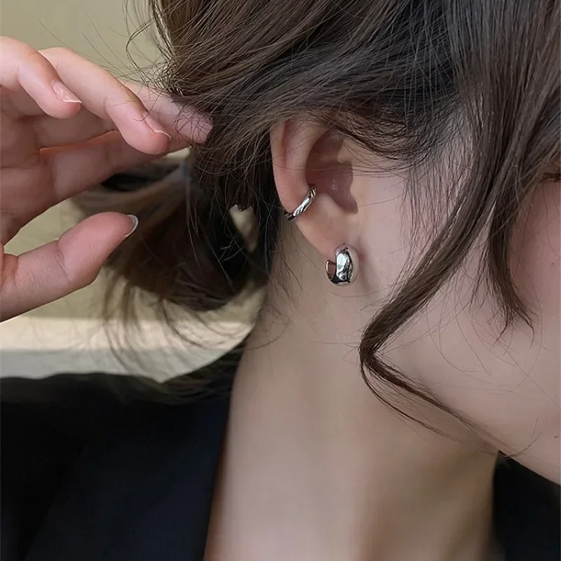 4Pcs Vintage Geometric Ear Cuff Set Korean Gold Color Irregular Ear Cuff Cute Cartilage No Pierced Clip Earrings Women's Jewelry