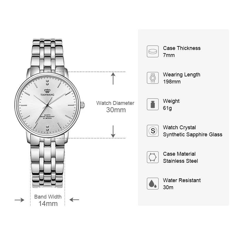 TIAN WANG Women\'s Watches For Women Modern Quartz Wristwatch Simple Business Lady Watch Stainless Steel Waterproof Ladies Clocks