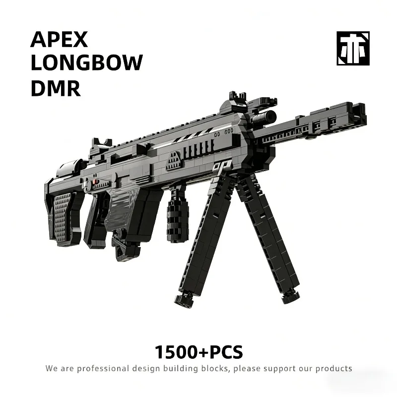 

1500PCS Longbow DMR Semi-Automatic Sniper Rifle Building Blocks Emissibility With Bullet Assemble Gun Bricks Toy Gift