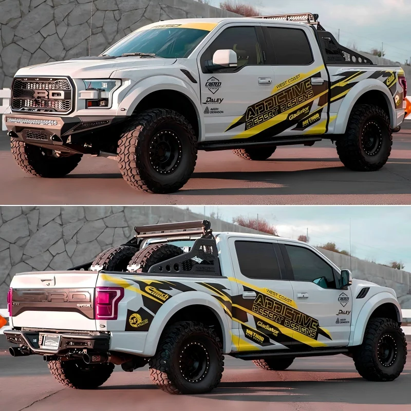 Racing Livery Decals For Great Wall Poer Nissan Navara 2025 Ford F-150 Raptor Pickup Truck Body Sticker Auto Exterior Modificati