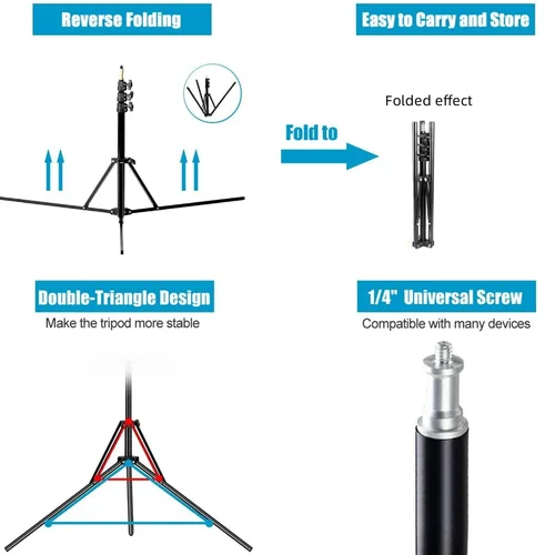 Imagen 2 del producto Soporte de luz de aleación de Metal de alta resistencia, trípode de 160cm para estudio fotográfico, Softbox, Reflector de Flash de vídeo, soporte de fondo de iluminación, RP01-C