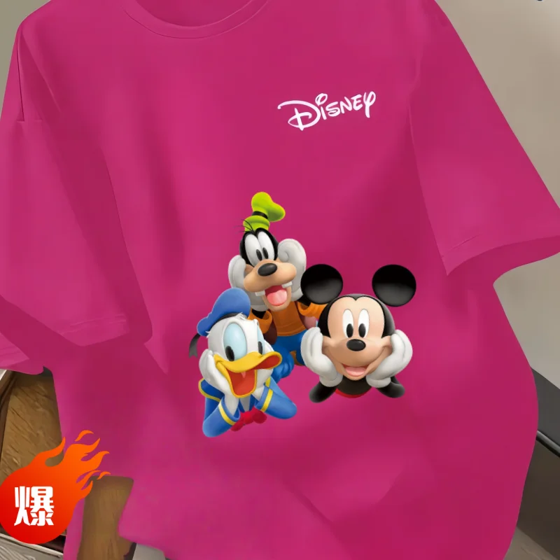 2026Disney Mickey Mouse Minnie Donald Duck Goofy Print T-shirt Men Women Casual Short Sleeve Tee Tops