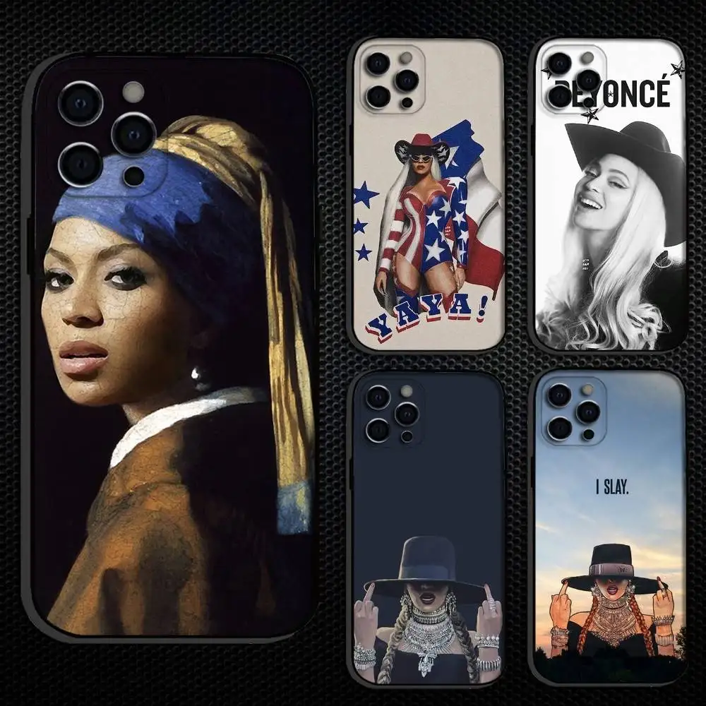 

B-Beyonce Hot Singer Phone Case For iPhone 16,15,14,13,12,11 Plus,Pro Max, Others Soft Black Cover