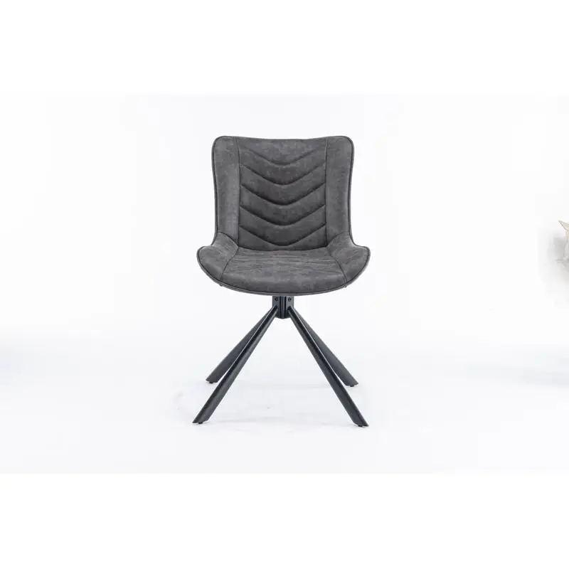 Mid-Century Modern Tufted Wingback Dining Chair Set, Swivel Leather Upholstered Accent Chair with Metal Legs, Adjustable