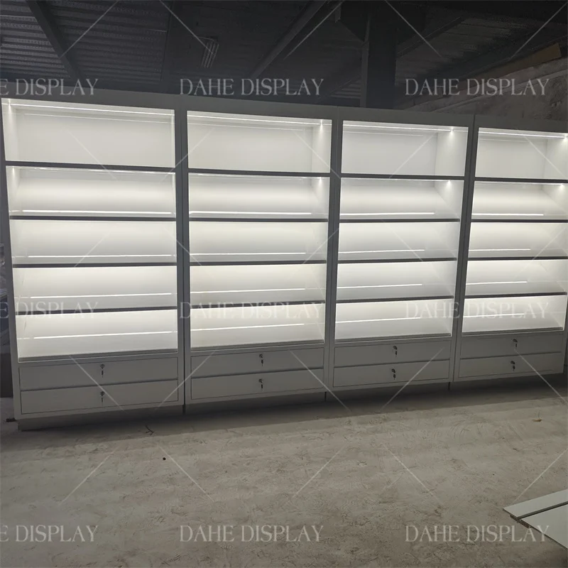 مخصص. عرض متجر المجوهرات الجداري المخصص مع خزانة عرض الأثاث والمجوهرات الفاخرة الخفيفة #2