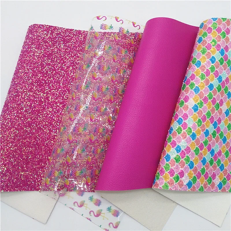 Roses Chunky Glitter Leather Fish Scales Custom Glitter Fabric Sheets Pineapple JELLY Leather Sheets For Bows DIY 21x29CM Q934