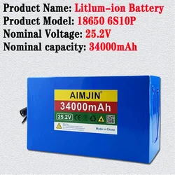 18650 battery built-in BMS 25.2V 34000mAH  lithium battery pack 6s10p 24V audio light, booth solar outdoor power supply,