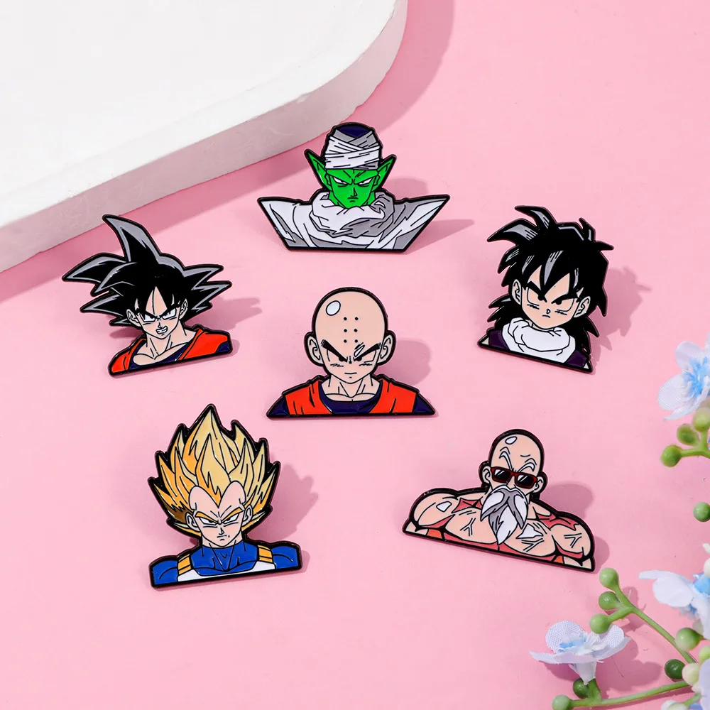 Anime Goku Character Enamel Pins Set Anime Metal Brooch Badges for Backpack Clothing Cartoon Jewelry Gift