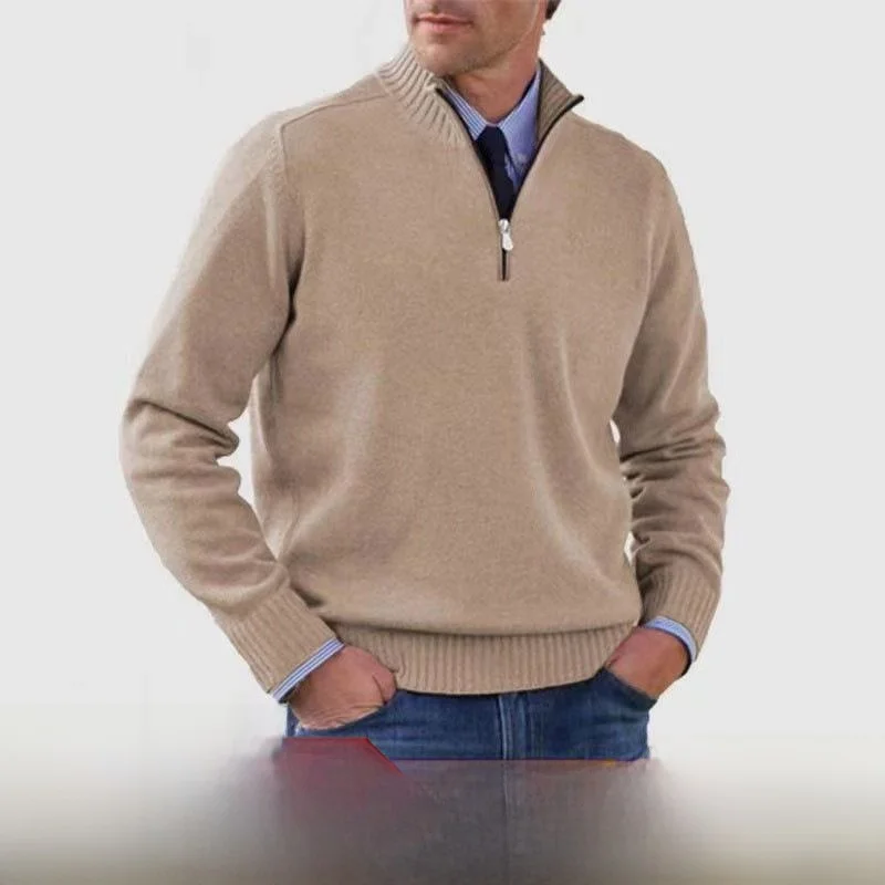 

Men's Large Size Zipper Knitted Sweater Warm Fce Long Sve High Collar Casual Sle Comfortable Fit Knitwear for Youth