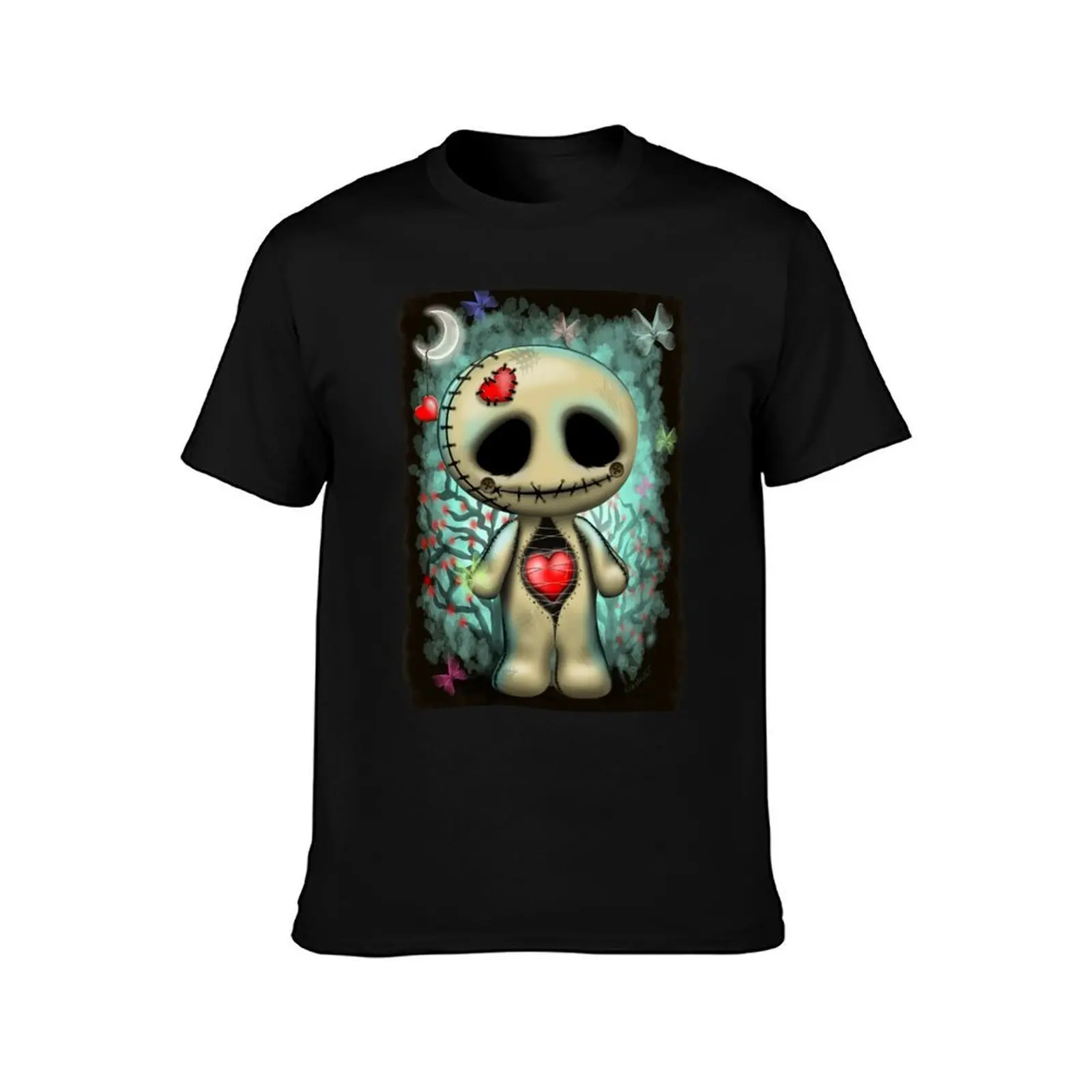 Love Creepy Cute Voodoo Doll T-Shirt, Summer Casual Cotton Tee, Oversized Streetwear Tops, Vintage Graphic Print, 100% Cotton