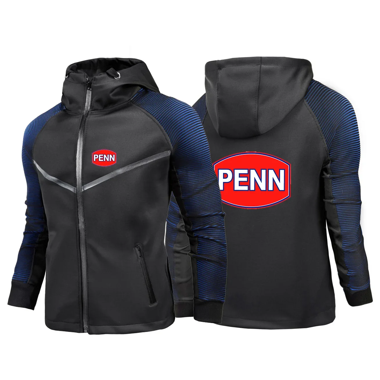 New Penn Fishing Reel Print Racing Suit Men Zip Jacket Long Sleeve Hoodie Casual Motorcycle Waterproof Comfortable Man Clothing