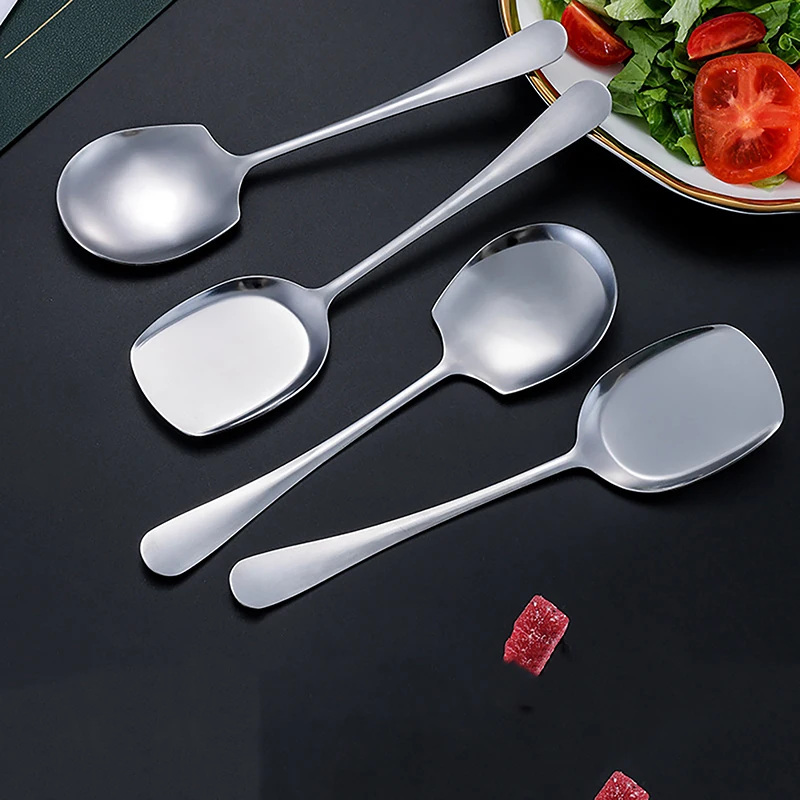 

Stainless Steel Big Head Round Spoon Net Red Long Handle Stirring Dessert Spoons For Kitchen Accessories Gadgets Tea Spoon