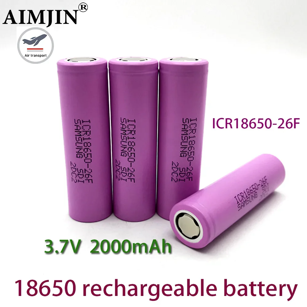 

2pcs rechargeable 18650 batteries, 3.7V 2000mAh, suitable for various appliances and toys ICR18650-26F