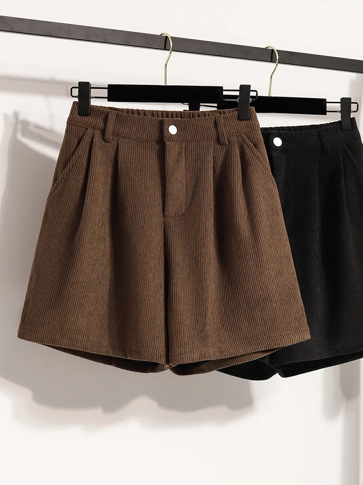 Hoge taille A-lijn corduroy wijde pijpen dames casual herfst winter outfit broek woon-werkverkeer Sle ket detail rechte pijp