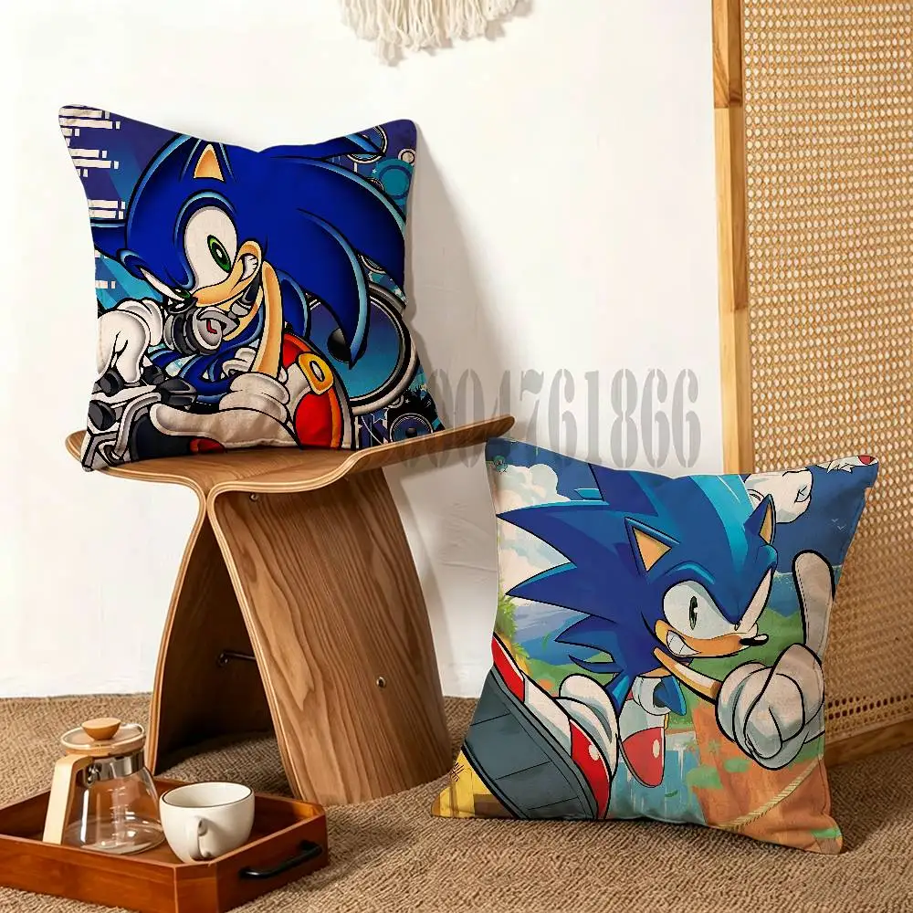 S-Sonic the Hedgehog Square Pillow Cover Multiple Sizes For Car Home Bedroom Decoration Holiday Housewarming Gift For Family