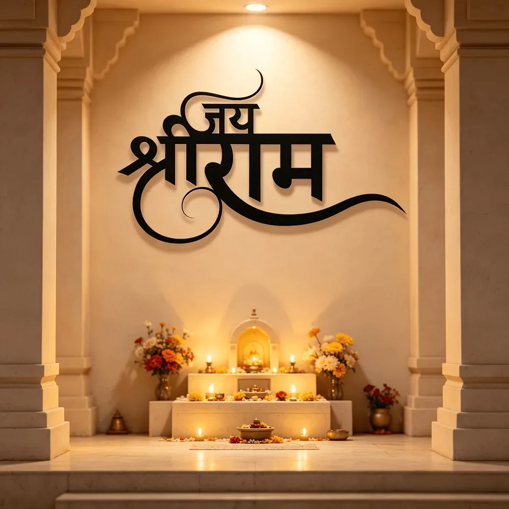 CIFbuy Metal Wall Art Jai Shri Ram Hanuman Design Iron Hanging Sign Hindu God Ram Bhagwan Sanatana Dharma Decor For Home Gift