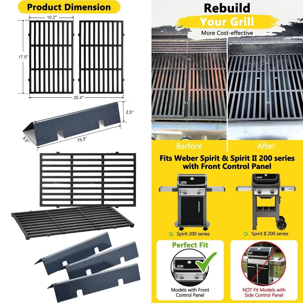 

Weber Spirit & II 200 Series Replacement Flavorizer Bars and Grill Grates for Models E-210, E-215, E-220, S-210, S-220 with Fron