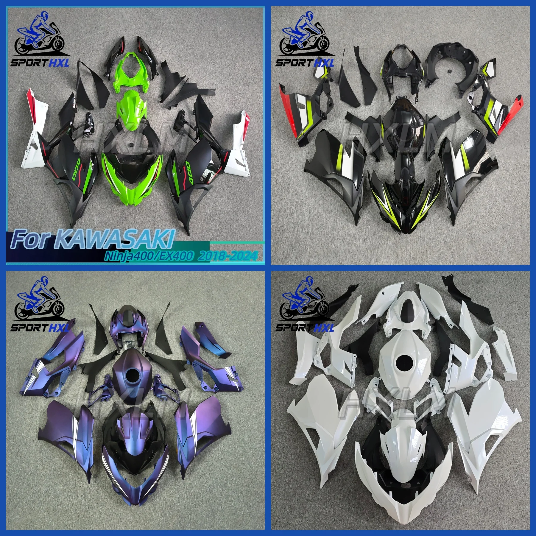 For Kawasaki Ninja400 2018 2019 2020 2021 2022 2023 Motorcycle Complete Fairing ABS Plastic Body Decoration kit