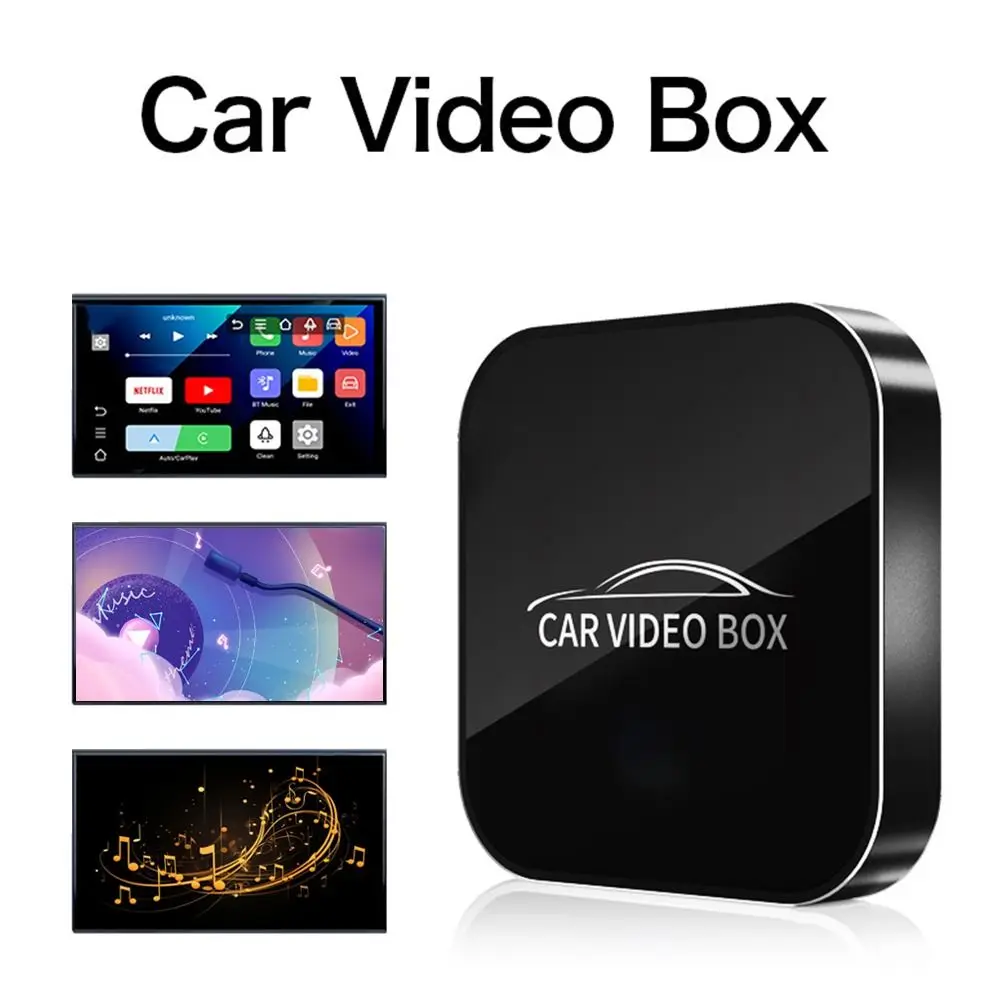 

4in1 Wireless CarPlay Adapter With Netflix/YouTube HDMI Android Auto Adapter Black Plug & Play Wireless CarPlay Dongle Car