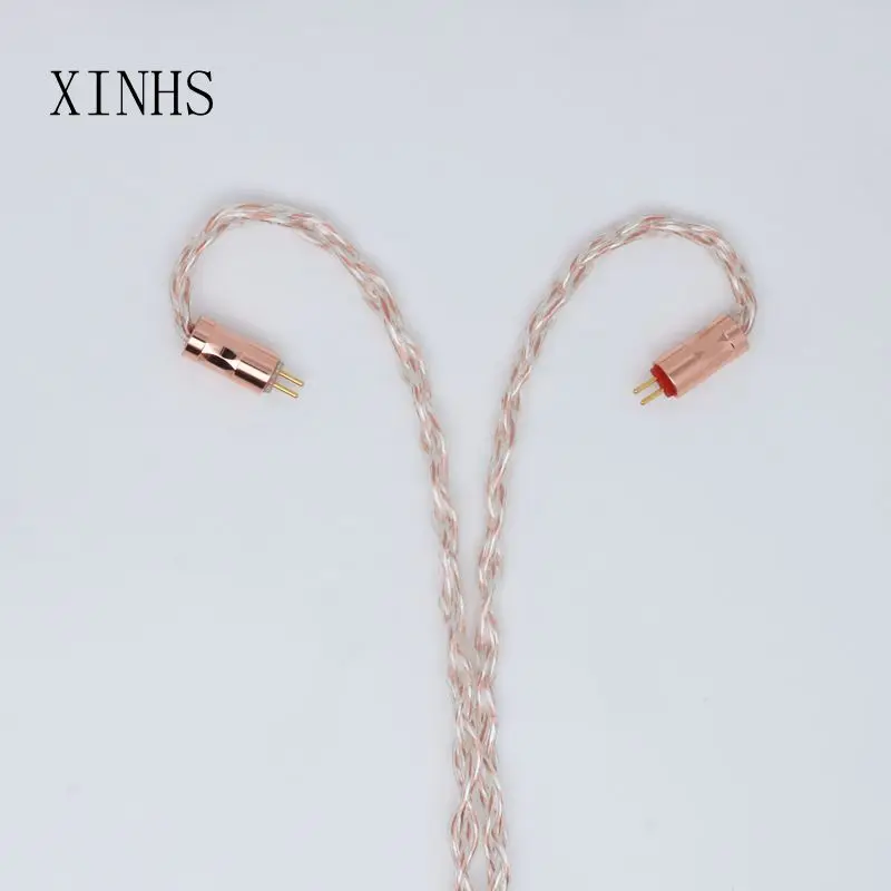 طلاء XINHS-على سلك HIFI نحاسي كريستالي واحد ، 8 نواة ، مطلي ، MMCX ، فضي ، 2 دبوس ، مناسب لـ tinifi ، T3 Plus IEM