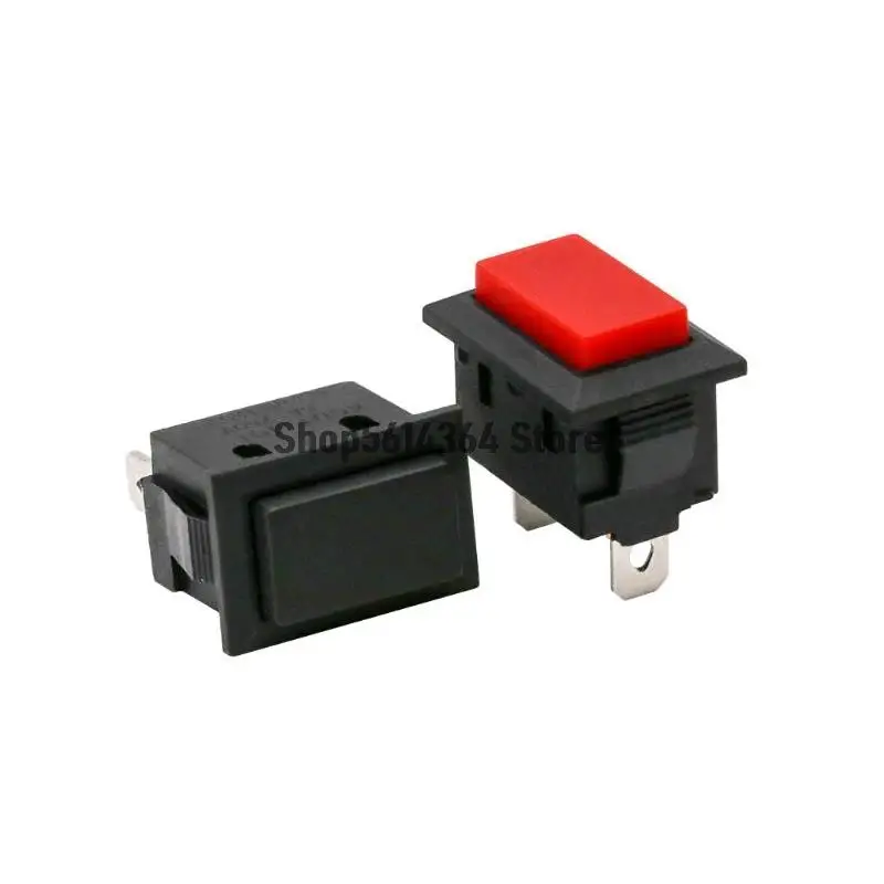 6A 2 broches SPST Rectangle bouton poussoir momentané interrupteur tête rouge/noire 15*21MM KCD1-101 2 pièces