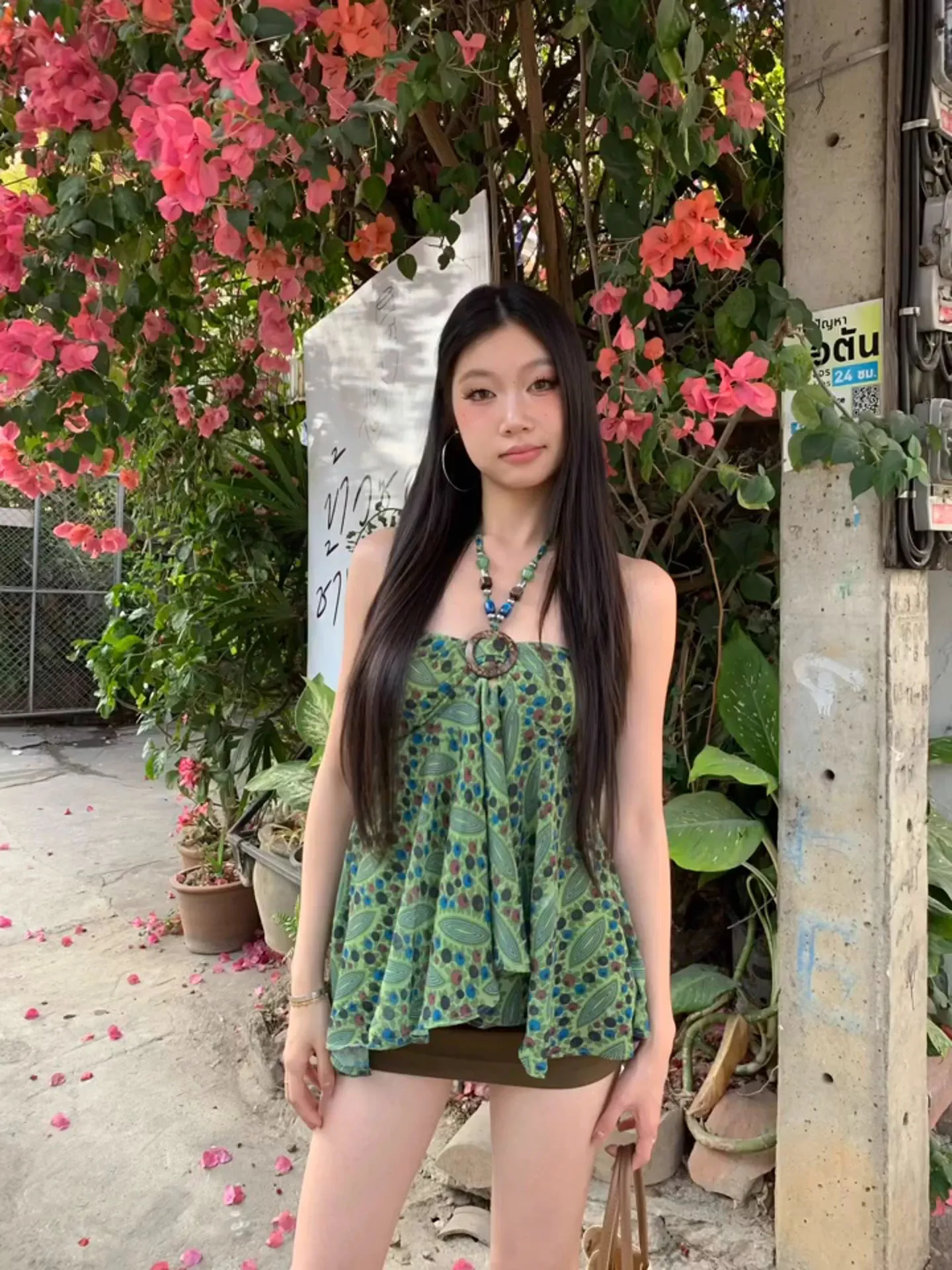 

XZY Heavy Beaded Necklace Top And Short Skirt Set Women's Summer Sexy Bodycon Outfit Retro Commute Style High Waist Short Skirt