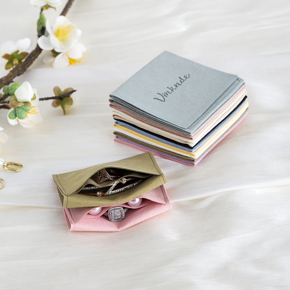 

Изготовленные на заказ бархатные мешочки для упаковки ювелирных изделий из микрофибры с отделением, персонализированный логотип, конверт, серьги, кольцо, подарочная сумка для хранения