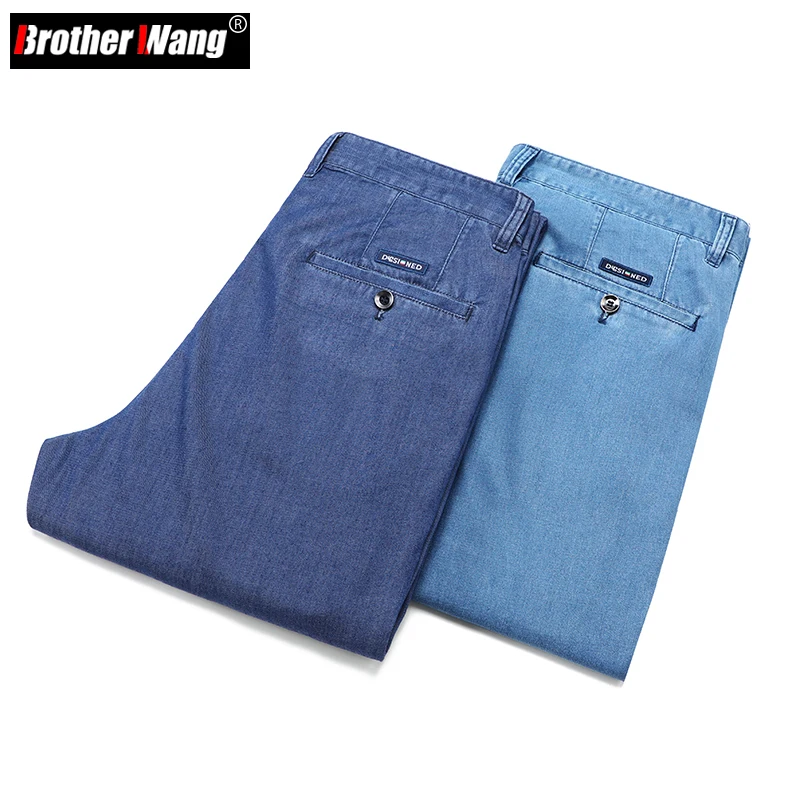 

Classic Style Summer Men's Thin Straight Leg Business Jeans 2023 New Fashion Casual Stretch Denim Trousers Blue Male Brand Pants