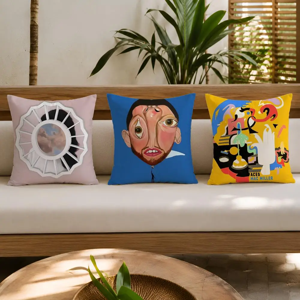 Popular Singer M-Mac Miller Cushion Cover Double-Sided Plush Sofa Cushion Covers Organic Breathable Invisible Zipper