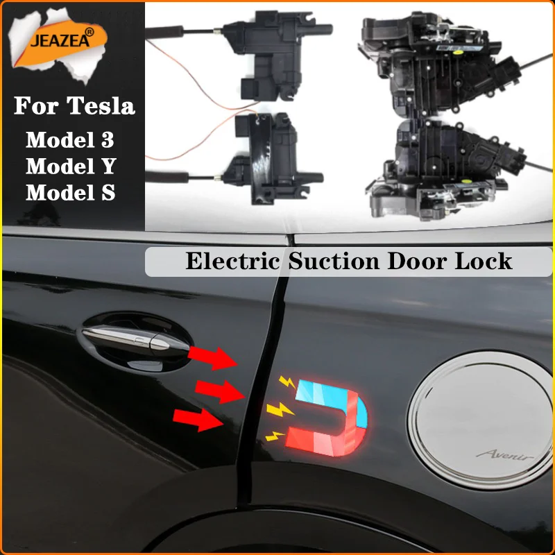 Electric Suction Door Lock for Tesla Model 3 Y S Door Magnet Silence Close Anti Pinch Automatic Soft