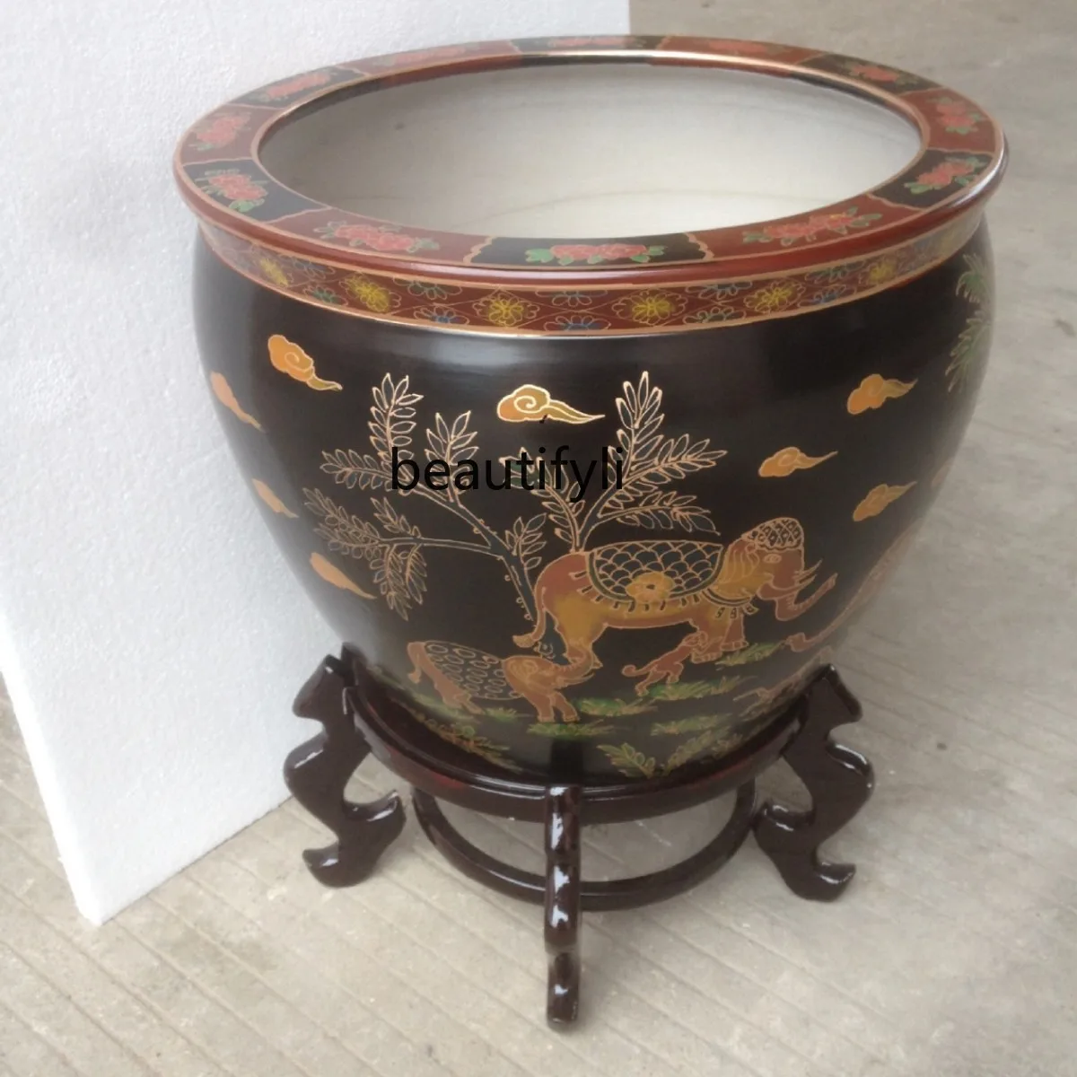 Painted elephant tank decorative utensils flower pots fish tank ornaments art storage jars