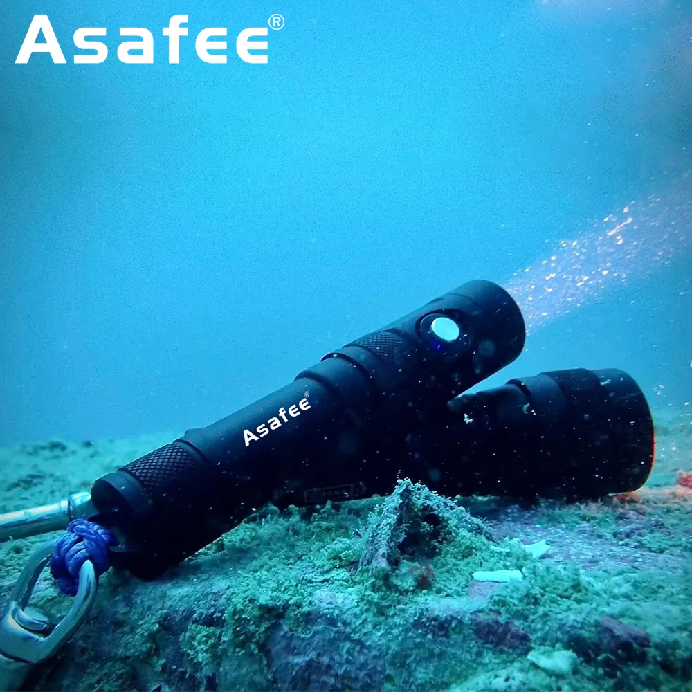 Asafee DT15 Handheld Diving Flashlight Troch SST20 LED 1000Lumen Rechargeable 21700 Scuba Diver Lantern 150mUnderwater Dive Lamp