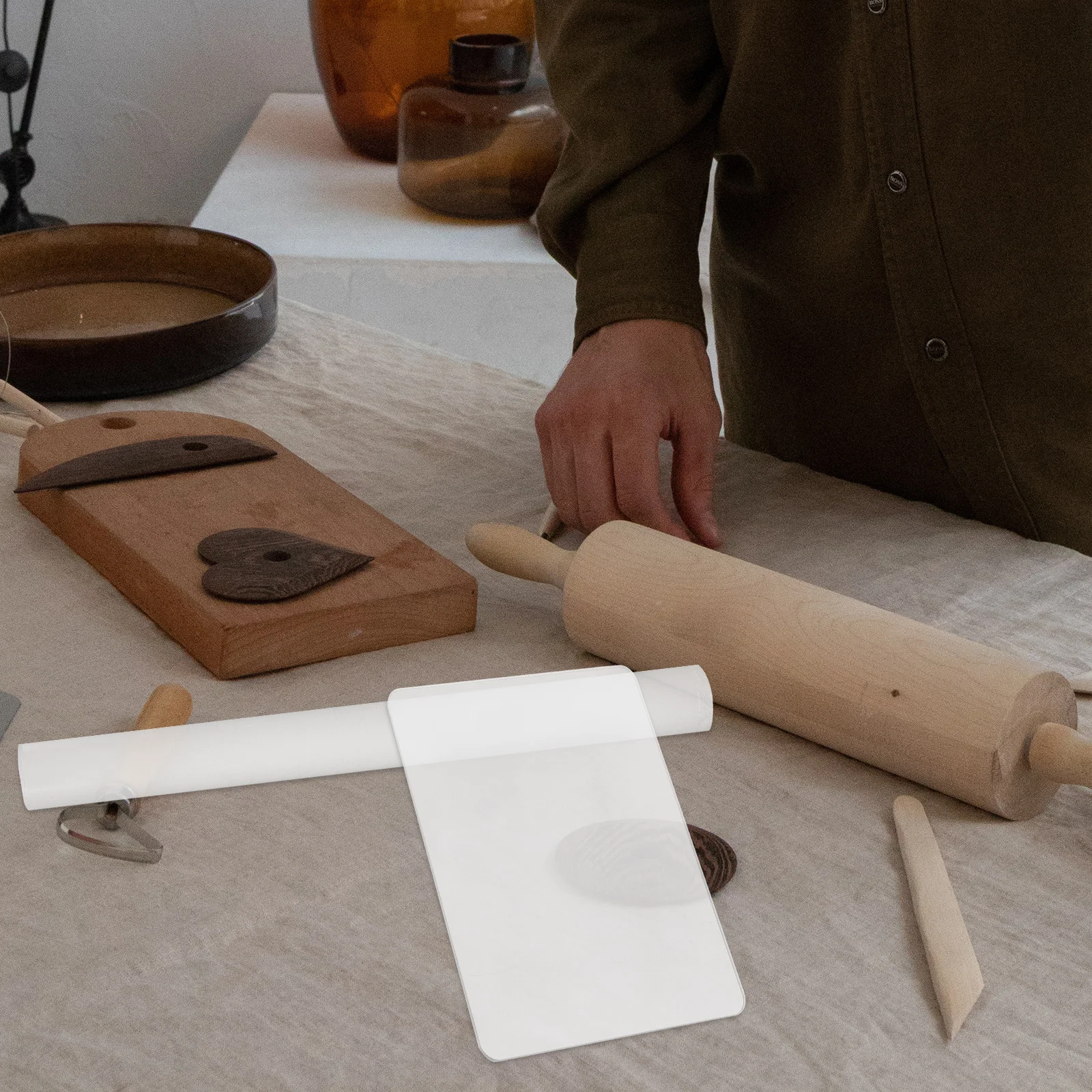 

4Pcs Acrylic Rubbing Stick Handmade Tool Kit Easy Clean Shaping Boards for Clay Supplies Solid Acrylic Stick Handmade Tool