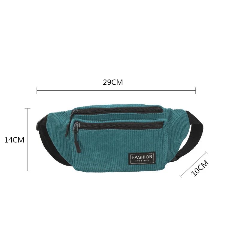 Corduroy Women\'s Waist Bag Small Canvas Ladies Casual Shoulder Crossbody Bags Fashion Fanny Pack Female Solid Color Chest Bag