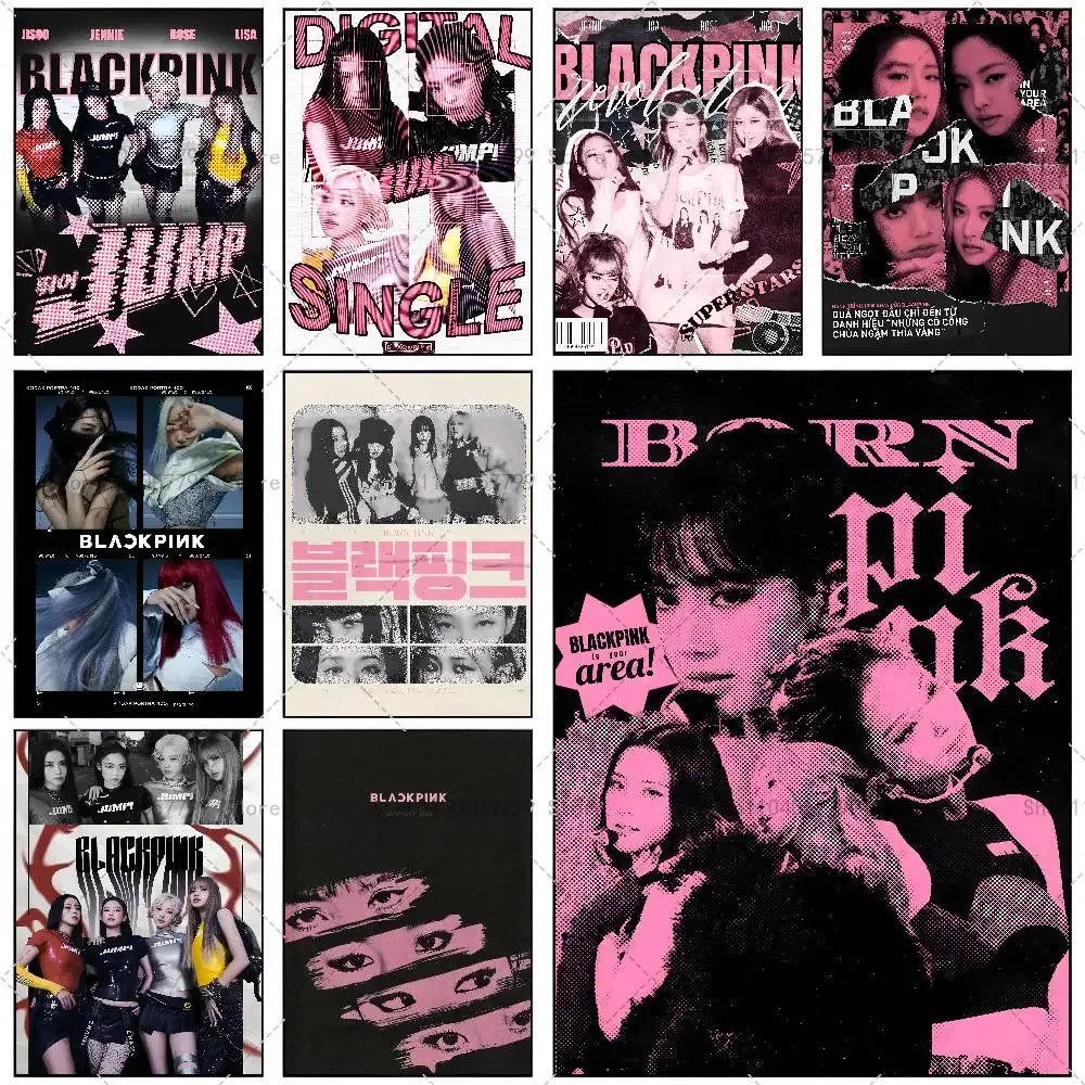 B-noir Kpop groupe p-rose Gril affiche murale auto-adhésive autocollant étanche pour décor de salle de Bar cadeau d'impression de haute qualité