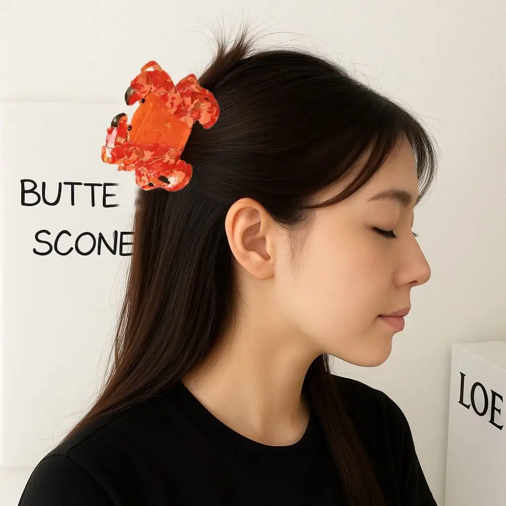 

Sweet Crab Acetate Hair Clip Lovely Ponytail Clip Ocean Animal Shark Clip Novetly Geometry Creative Hair Claw Travel